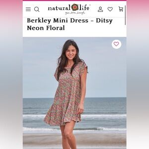 Natural Life Mini Dress - Ditsy Neon Floral size S
